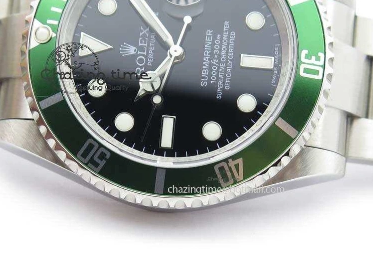 0204 SoftTouch Submariner 16610LV SS Green Metal Bezel JF 1:1 Best Edition Black Dial On SS Bracelet SH 3755